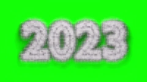 Disappearing white numbers 2023 Cubes on ChromaKey Video stock 220319871