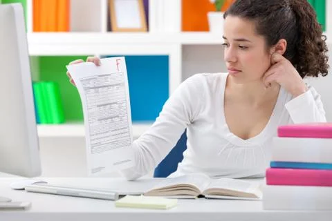 Disappoint student with test result Stock Photos