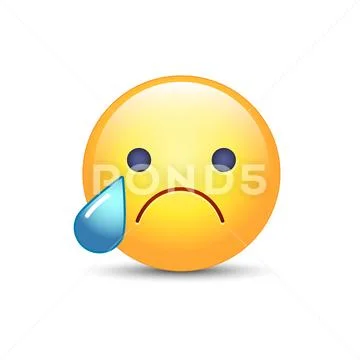 Disappointed emoji face. Crying vector cartoon smiley. Sad emoticon ...