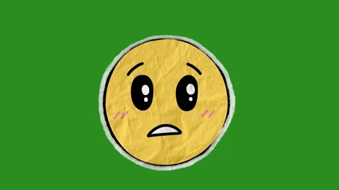 Disappointed Emoji Paper Texture Overlay | Cute Hand Drawn Face Animation  Stock Footage 331003186