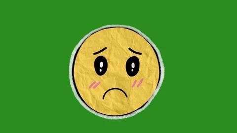 Disappointed Emoji Paper Texture Overlay | Cute Hand Drawn Face Animation Video stock 331003207