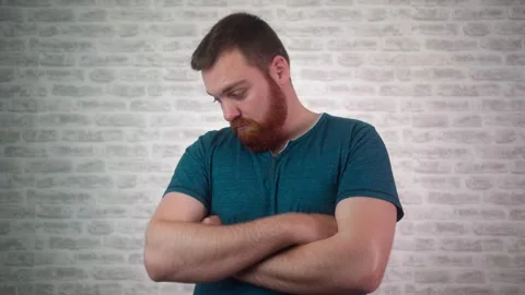 Disappointed Man Looking At Camera Isolated On Grey Background Stock-Footage 244410622