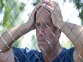 Disappointed Man Stay Back Metallic Fence Behind Border Immigrant Help Concept 4k or 4k+ Resolution