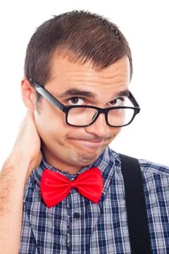 Disappointed nerd man Stock Photos