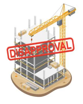 Disapproval construction site shut down Building Under Construction site Stock Illustration