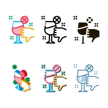 Disapproval of wine icon range vector outline Stock Illustration