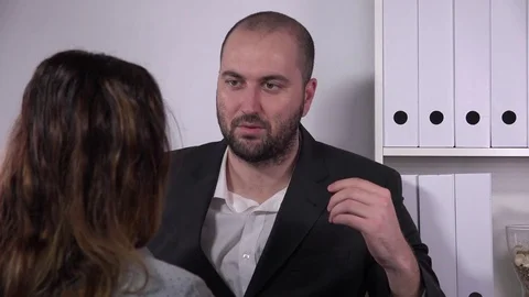 Disapproving executive man hand gesture no two business people bad negotiating Video stock 72900104