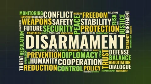 Disarmament Word Cloud Concept with Global Security and Diplomacy Keywords .. Stock Footage 341665373