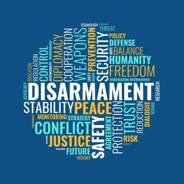 Disarmament Word Cloud Concept with Peace Security and Diplomacy Typography.. イラスト素材