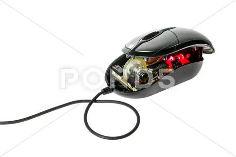 Disassemble computer optical mouse . Stock Photos