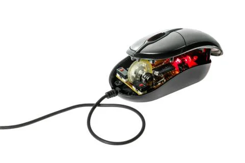 Disassemble computer optical mouse . Stock Photos