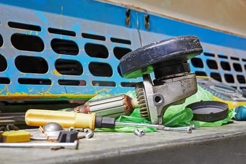 Disassembled angle grinder without cutting disc Photos