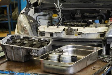 A disassembled car engine. Foto stock