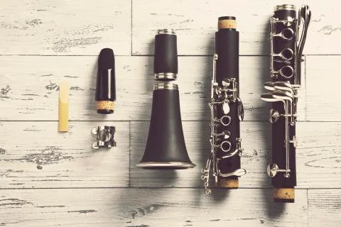 Disassembled clarinet Stock Photos