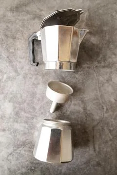 Disassembled coffee machine top view Foto stock