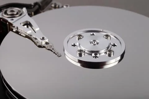 Disassembled computer hard drive, mirror disks, part of a personal computer f Stock Photos