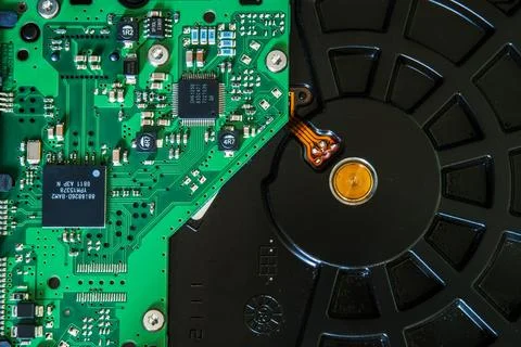 Disassembled computer HDD hard disk drive Stock Photos