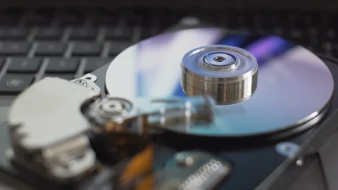 Disassembled computer HDD. Seamless looping. Stock Footage 90460571