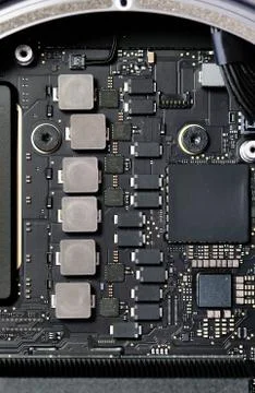 Disassembled computer inside of device desktop close up view background Stock Photos