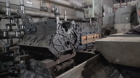 Disassembled the engine block in the Studio Stock Footage 134256614