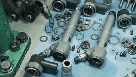 Disassembled engine injectors on the table. Stock Footage 145013020