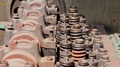Disassembled Heavy Duty Diesel Engine Cylinder Head With Valve Springs. Stock Footage 344688566