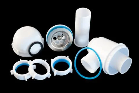 Disassembled kitchen sink interceptor 스톡 사진