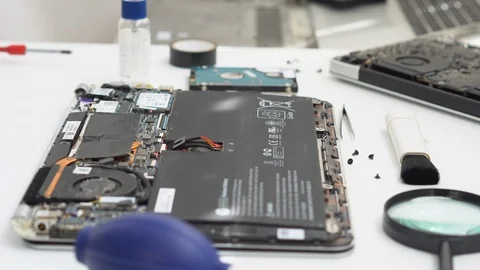 Disassembled laptop Stock Footage 108972594