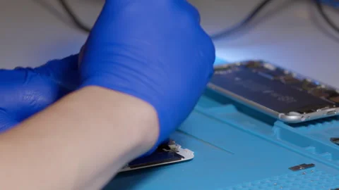 Disassembled mobile device, assembly and repair concept. Stock Footage 166922003