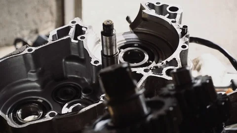 Disassembled motorcycle engine Stock Footage 95998144