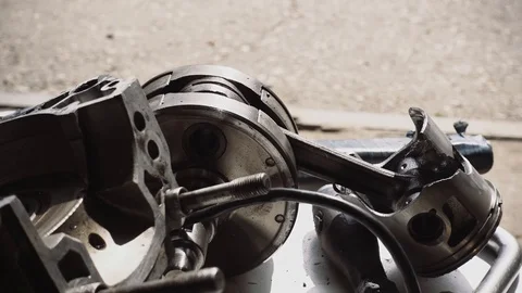Disassembled motorcycle engine Stock Footage 95998149