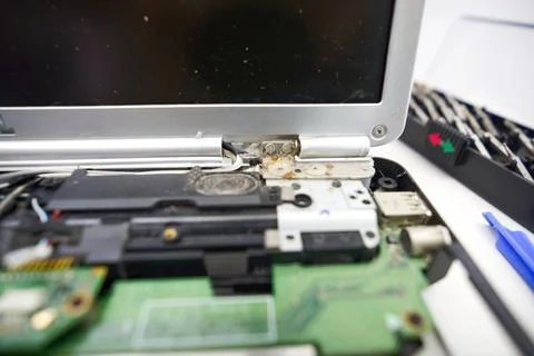 Disassembled notebook computer Stockfoto's