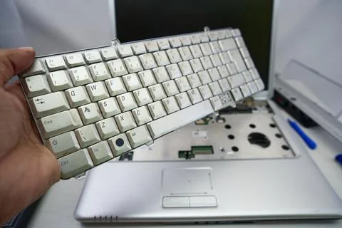 Disassembled notebook computer Stockfoto's