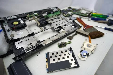 Disassembled notebook computer 스톡 사진