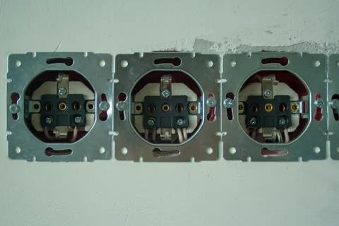 Disassembled power socket Stock Photos