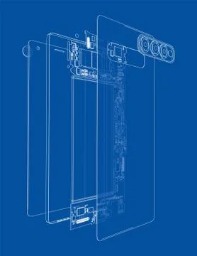 Disassembled smartphone concept outline. Vector Illustrazione stock