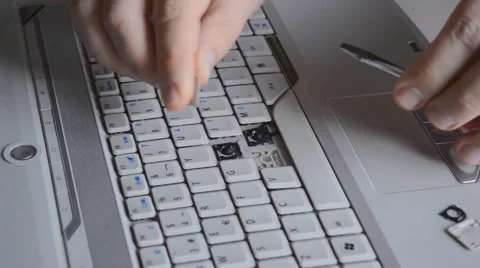 Disassembling Laptop Keyboard Stock Footage 48343615