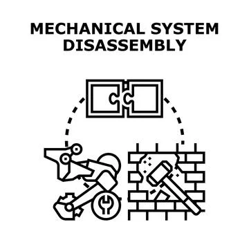 Disassembling mechanical system problem solving concept Ilustração Stock