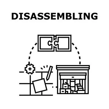 Disassembling parts process of breaking components Stock Illustration