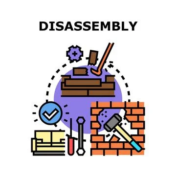 Disassembling structural elements for renovation or removal concept Stock Illustration