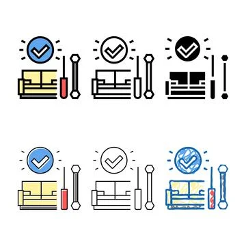 Disassembly and diversity assembly of sofa color icon vector Stock Illustration
