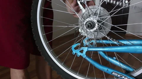 Disassembly bicycle wheel Stock Footage 54153804
