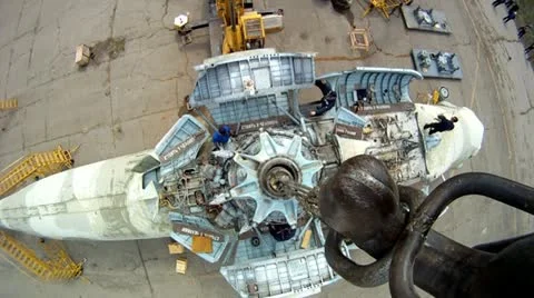 Disassembly of helicopter 18 Stock Footage 11153148