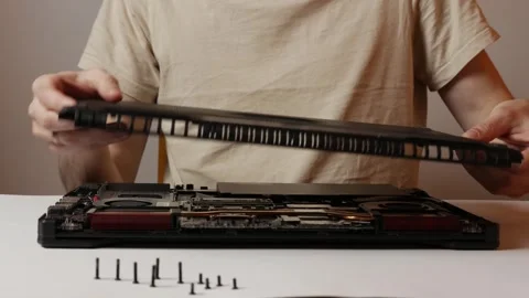 Disassembly of the laptop close-up Stock Footage 305898028