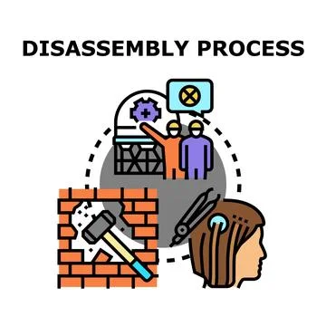 Disassembly process concept removing elements breaking structure イラスト素材