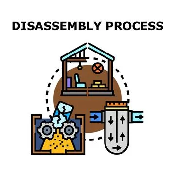 Disassembly process for recycling and material recovery Stock Illustration
