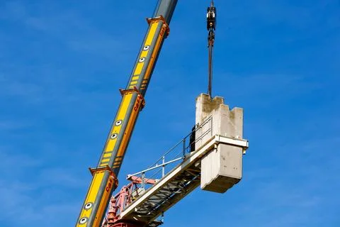 Disassembly of a tower crane Stock Photos
