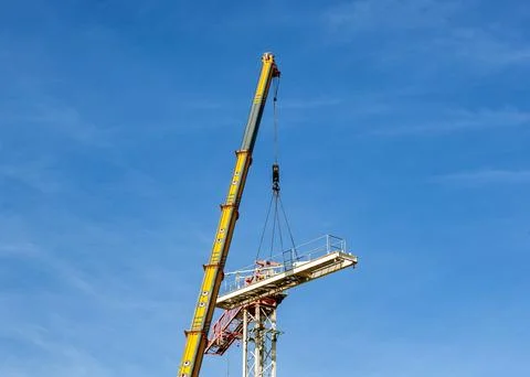 Disassembly of a tower crane Stock Photos