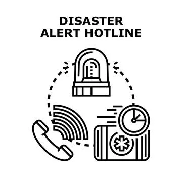 Disaster alert hotline offering emergency response service イラスト素材