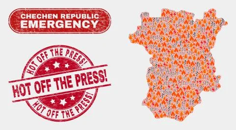 Disaster and Emergency Collage of Chechen Republic Map and Grunge Hot Off the Stockillustratie